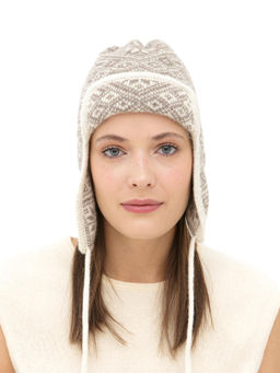 Ушанка из шерсти 5W11022 бежевый/какао