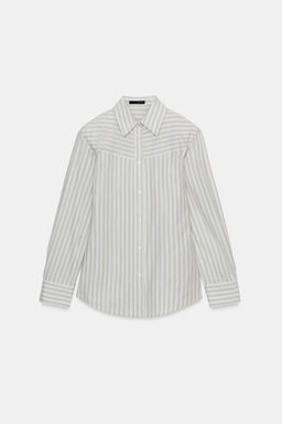 STRIPED POPLIN SHIRT WITH SHOULDER PADS - Zara фото 16