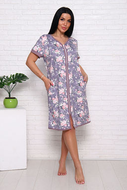 Халат женский с карманами на молнии "Розы" (933-5)