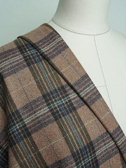 Шерсть пальтово-костюмная Твид Клетка цв.фиолетовый/хаки/коричневый, ш.1.5м, шерсть-60%, п/э-40% - Купава фото 5