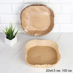 Формы для запекания бумажные маслостойкие Квадрат 20х4,5 см, набор 100 шт / FB-20-100-275 /уп 100/