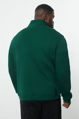 TRENDYOL MAN Yesil Buyuk Beden Oversize/Normal Kesim Dik Yaka Fermuarl? Ici Polarl? Sweatshirt TMNAW24AO00024 - Trendyolmilla фото 5