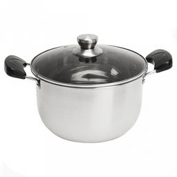 "Прима" Набор кастрюль из нержавеющей стали 5 штук: д16см h10см 1,5л; д18,5см h10,3см 2л; д20см h11,5см 2,6л; д21,5см h12,5см 3,6л; д23,5см h13см 4,6л, s0,65мм, крышки стеклянные, серого цвета, ручки-кнопки нержавеющая сталь, пластмассовые ручки, без