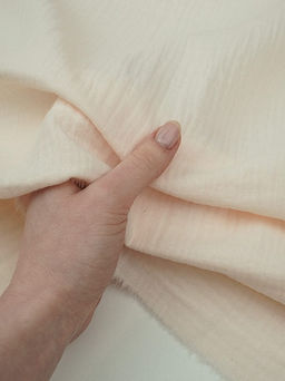 Муслин двухслойный с эффектом жатости цв.Ванильно-персиковый, ш.1.4м, хлопок-100%, 110гр/м.кв - Купава фото 3