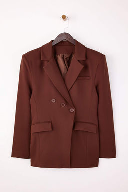 Koyu Kahverengi Kapama Detayl? Astarl? Vatkal? Blazer Ceket TWOSS26BC00012