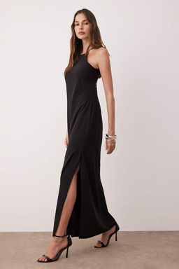 TRENDYOLMILLA Cok Renkli Batik Desenli Duz Kesim Kolsuz Maxi Astarl? Saten Dokuma Elbise TWOSS23EL02238 фото 28