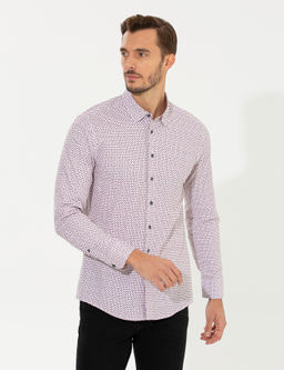 Bordo Slim Fit Uzun Kollu G_mlek