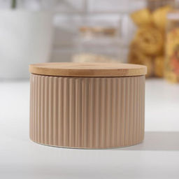 Банка керамическая для сыпучих продуктов «Дымка», 570 мл, цвет бежевый