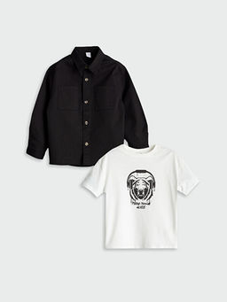 Erkek ?ocuk Gabardin G?mlek ve Ti??rt 2li