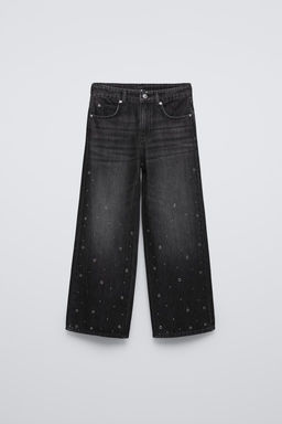 STUDDED WIDE-LEG JEANS