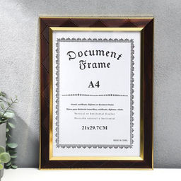 Фоторамка для фото формат А4 «Линии-диагональ на шоколаде, двойная золотая рамка», пластик, 34.6×25.8 см