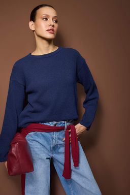 More Sustainable Siyah Pamuklu Genis Kal?p Basic Triko Kazak TWOAW26KZ00107 - Trendyolmilla фото 9