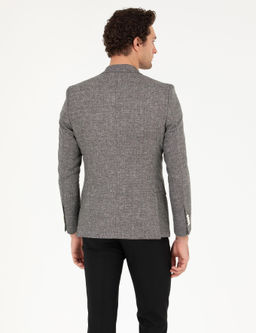 Siyah Slim Fit Keten Kar___ml_ Ceket