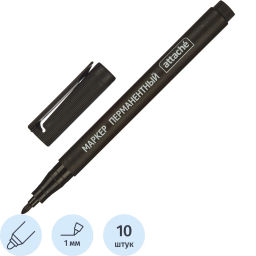 Маркер перманентный ATTACHE черный 1 мм. 10 шт/уп (867249) фото 2