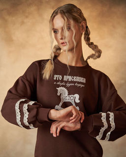 Свитшот с кружевом Присказка 95% хлопок, 5% лайкра - Sahar art lab фото 4