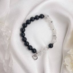 Браслет из Турмалина и Лунного камня 17 см