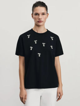 Футболка с бантиками из бусин / Zarina фото 4