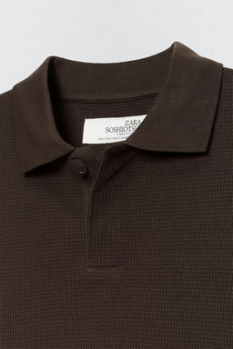 SOSHIOTSUKI x ZARA WAFFLE-KNIT TEXTURED POLO SHIRT  фото 6