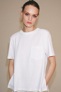 CAMISETA INTERLOCK BOLSILLO / Blanco - Zara фото 4