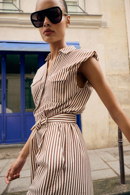 MONO CORTO RAYAS CINTUR?N / Marr?n - Zara фото 3