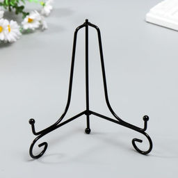 Цена за 3 шт. Подставка для тарелок d=18-20 см «Узорная», металл, 17.5×11.5 см, чёрная