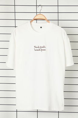TRENDYOL MAN Ekru Oversize/Genis Kesim Cicek Bask?l? Kal?n %100 Pamuklu T-Shirt TMNSS25TS00028 - Trendyolmilla фото 9