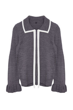 Antrasit Renk Bloklu Kurdele/Fiyonk Detayl? Triko Kazak TWOAW23KZ0039