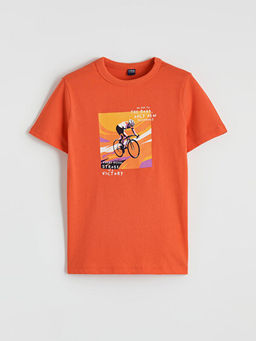 Bisiklet Yaka Bask?l? Erkek ?ocuk Ti??rt