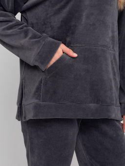 Костюм женский велюровый с брюками АИША ГРАФИТ - Domtrik фото 2