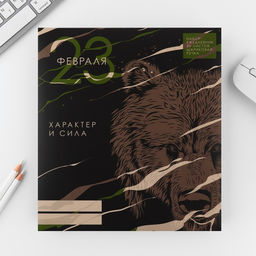 Подарочный набор «23 февраля медведь», ежедневник А5, 80 л в твердой обложке и ручка