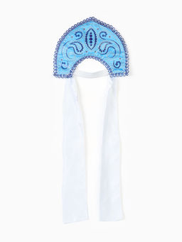 Кокошник карнавальный голубой с бусинами