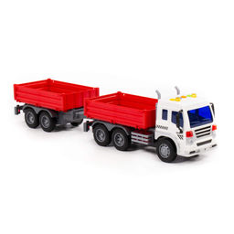 Сити, автомобиль бортовой с прицепом инерционный (со светом и звуком) (красный) (в коробке) - Полесье фото 5