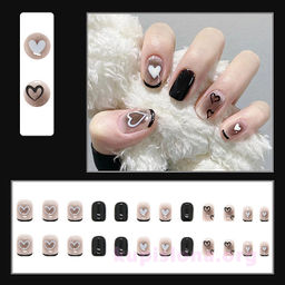 Набор накладных ногтей Black and white heart