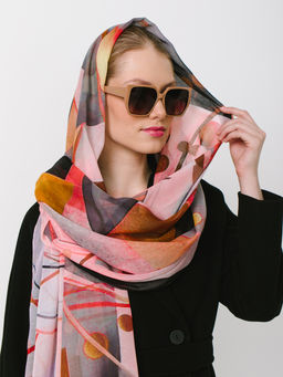 Большой мягкий очень нежный двусторонний палантин в стиле арт-деко