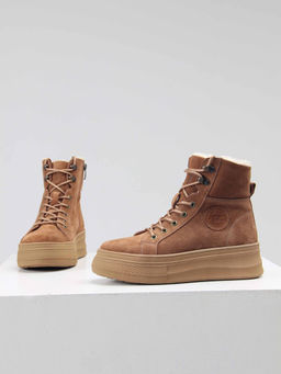 Ботинки 219.warmbr. Светло коричневый/Байка