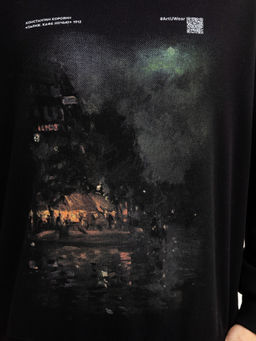 Анорак мужской в черном цвете с принтом в виде картины черный +печать 121816 - Mark formelle фото 6