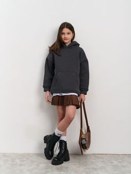 Толстовка с капюшоном для девочки "Basic" темно-серый