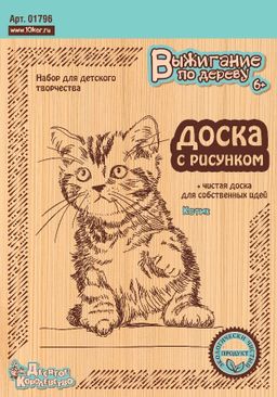 Доски для выжигания 2шт. "Котик" (01796, "Десятое королевство")
