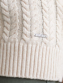 Джемпер фактурной вязки из хлопка с кашемиром