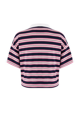 Lacivert Cizgili Regular/Normal Kal?p Polo Yaka Tok Pamuklu Orme T-Shirt TWOSS26TS00032 - Trendyolmilla фото 6