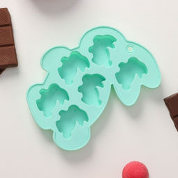 Цена за 2 шт. Форма для конфет и шоколада Доляна Заяц, силикон, 15?11.5 см, 6 ячеек (3.8?3.5 см), бирюзовая  фото 3