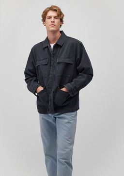 Cep Detayl? Gri Ceket - Mavi фото 3