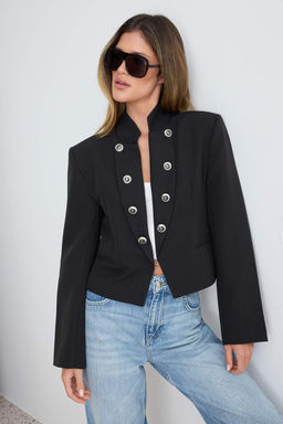 Siyah D__meli Fitted/V_cuda Oturan Blazer Ceket TWOAW27BC00014 - Trendyolmilla фото 2