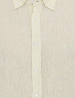 Рубашка узкого кроя с длинными рукавами из смесового льна фисташкового цвета