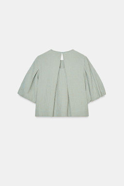 CHECK BALLOON SLEEVE TOP - Zara фото 17