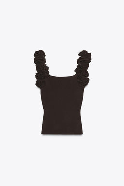 KNIT TOP WITH FLORAL STRAPS - Zara фото 7