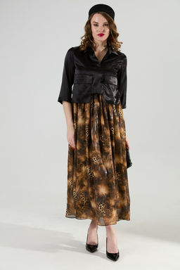 Платье NIKVA н514-4 чёрный и кофейный леопард  фото 2