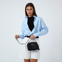 Сумка кросс-боди, маленькая, женская, на длинном ремне, чёрная