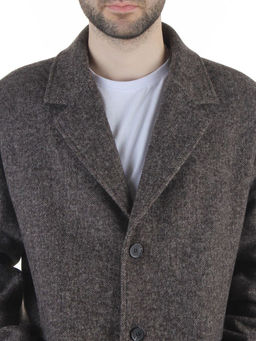 475627962 BROWN/GRAY Пальто Френч демисезонное мужское (65% шерсть, 35% кашемир)