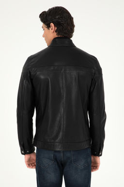 Мужская черная кожаная куртка - U.s. polo assn фото 5